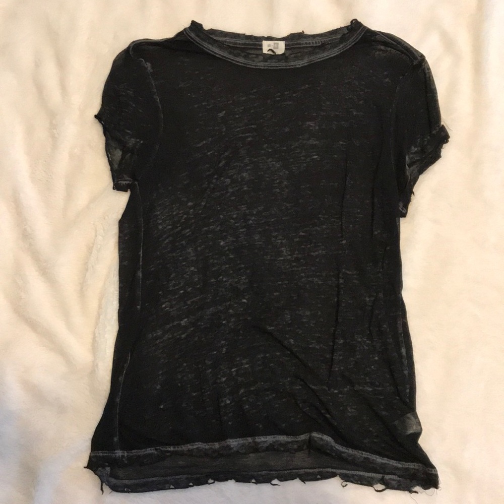 Sheer Black Distressed Tee